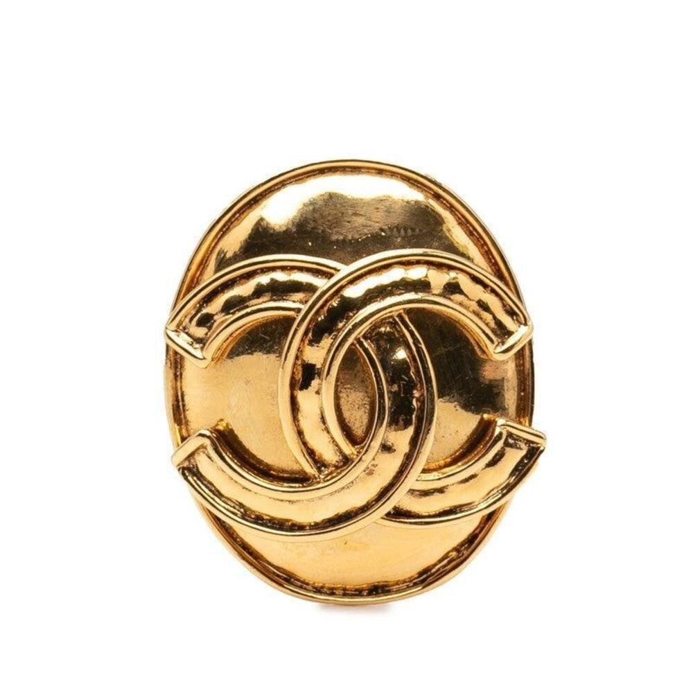 Chanel CC Logo Gold Plated Brooch
